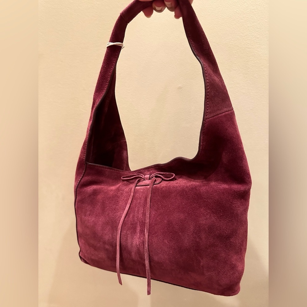 Lucky Brand Genuine Suede Slouchy Hobo Bag With Bow